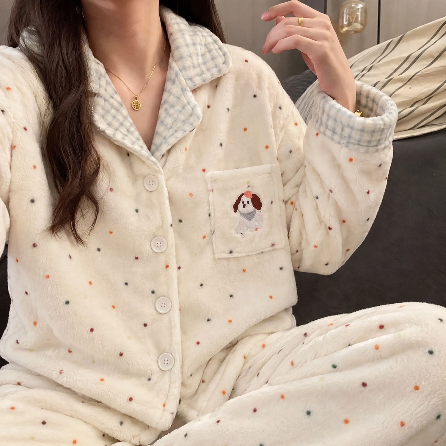 Women's flannel pajama, lined, winter loungewear