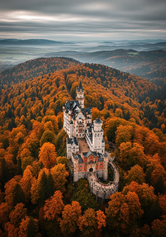Castle Amidst Autumn Forest