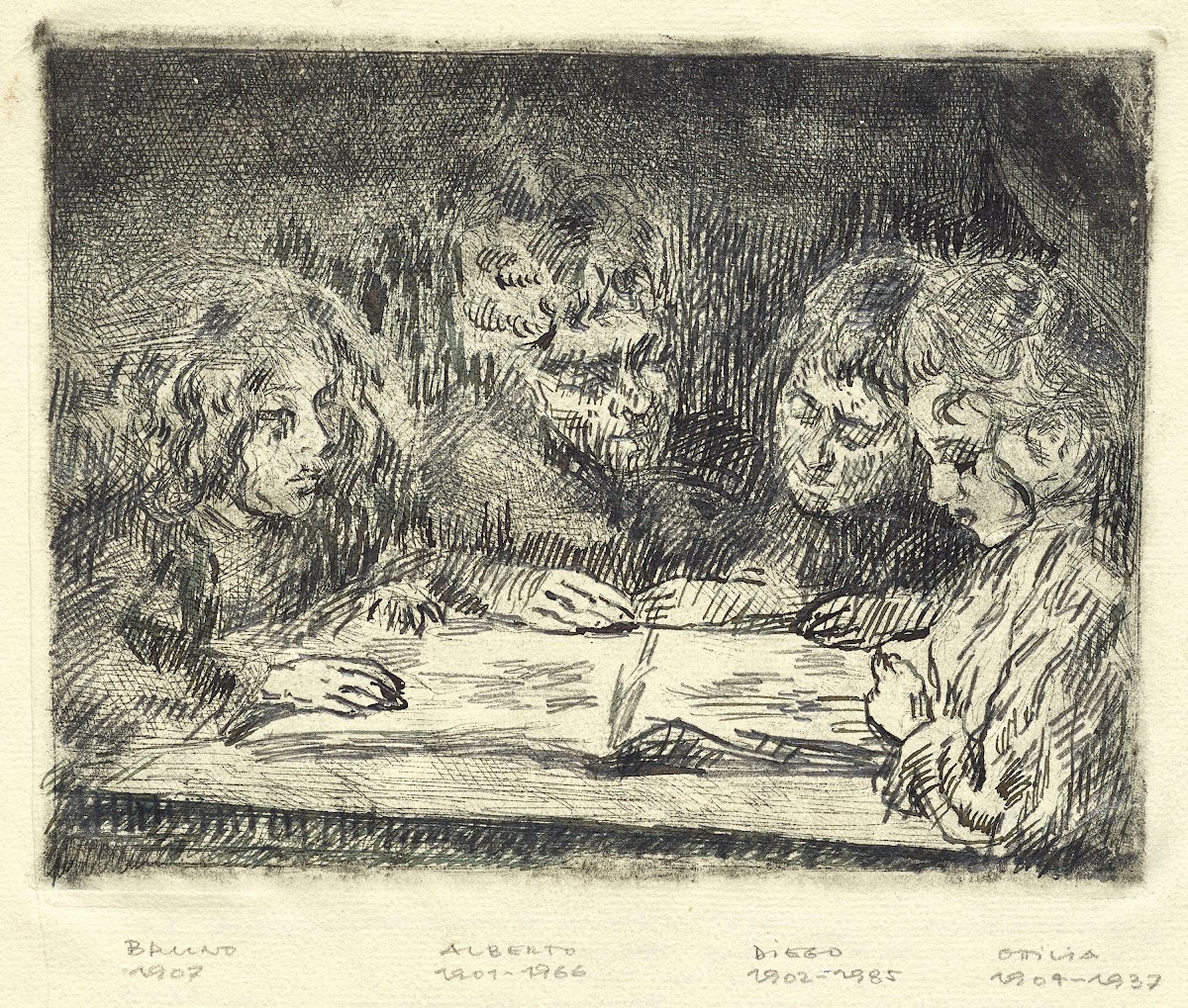 Alberto Diego Ottilia und Bruno beim Lesen 1912