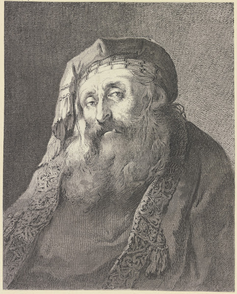 Brustbild eines bärtigen Mannes in Volkstracht 1777