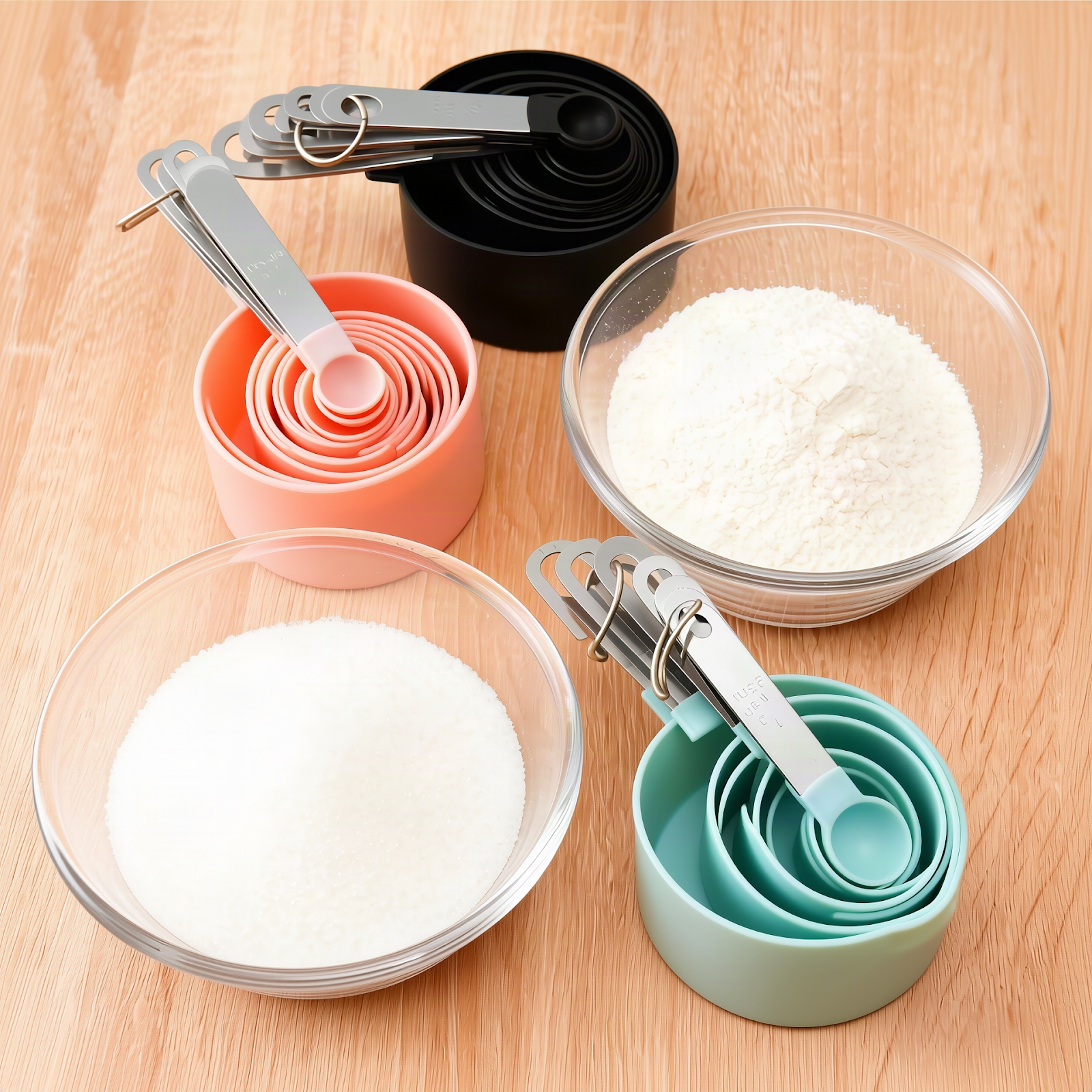 Edelstahl-Messlöffel und Messbecher-Set, 6-teilig