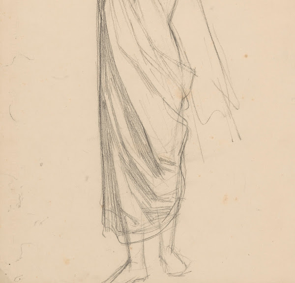 Studie van een staande vrouw met omgeslagen doek 1848   1927