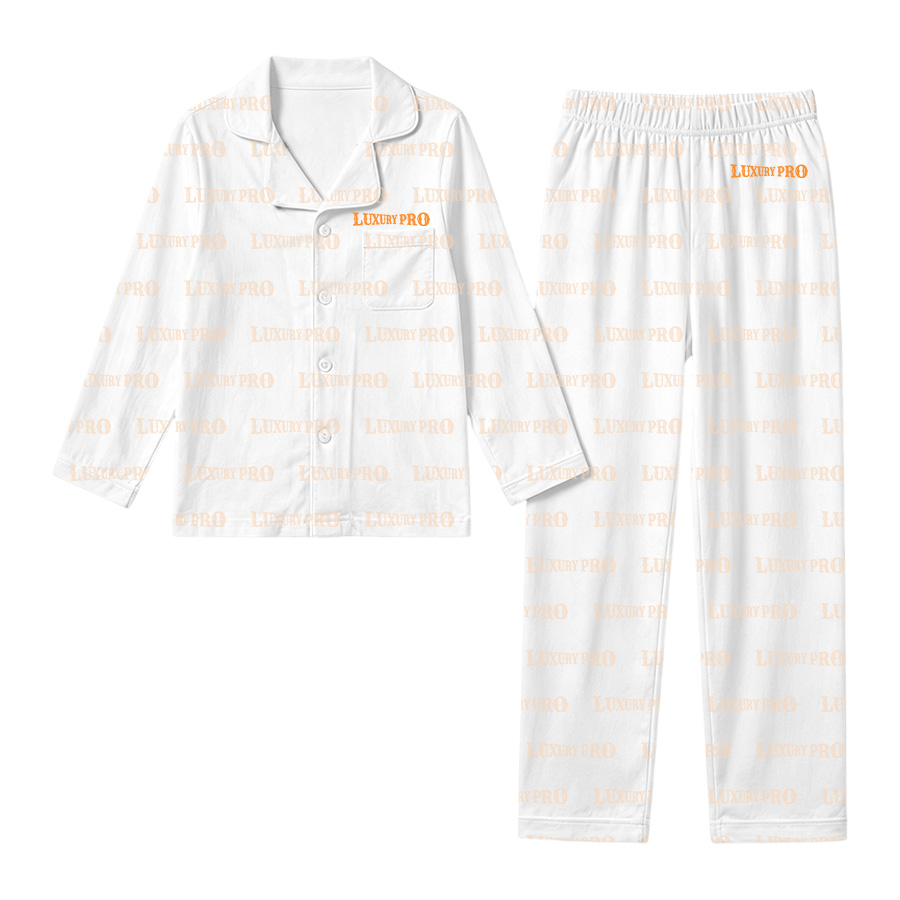 AOP Long Milk Silk Pajama Set With Pockets For Kids