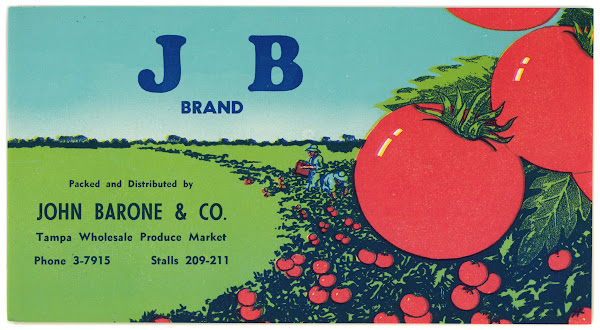 JB Brand Tomato Label 1930 1950