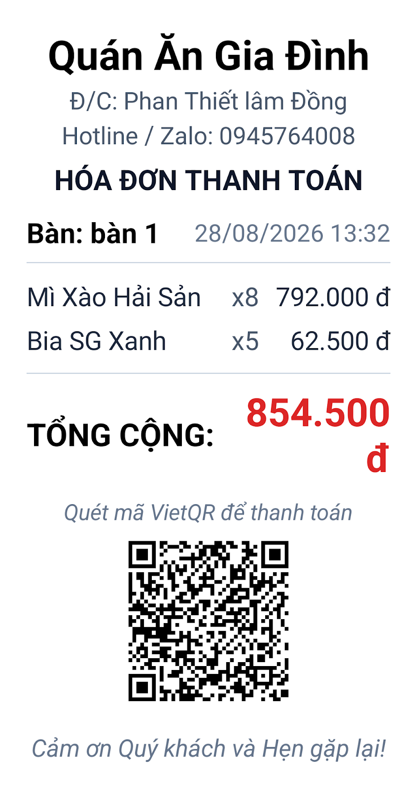 Hóa đơn lưu trong máy