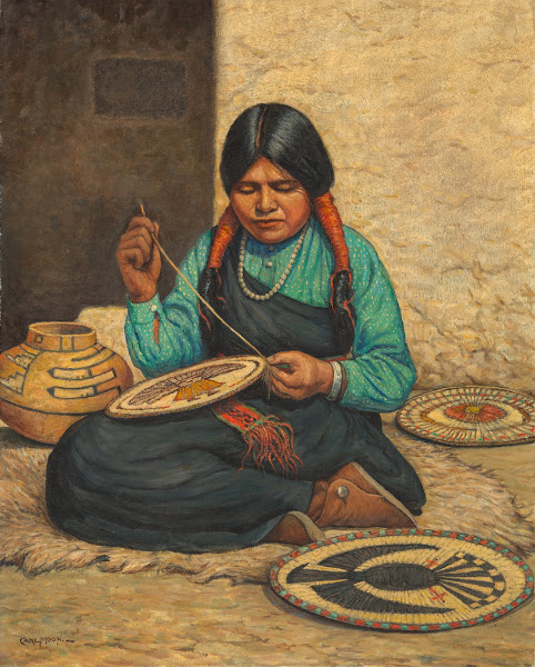 Hopi Woman Weaving Plaques Ca 1937 1943