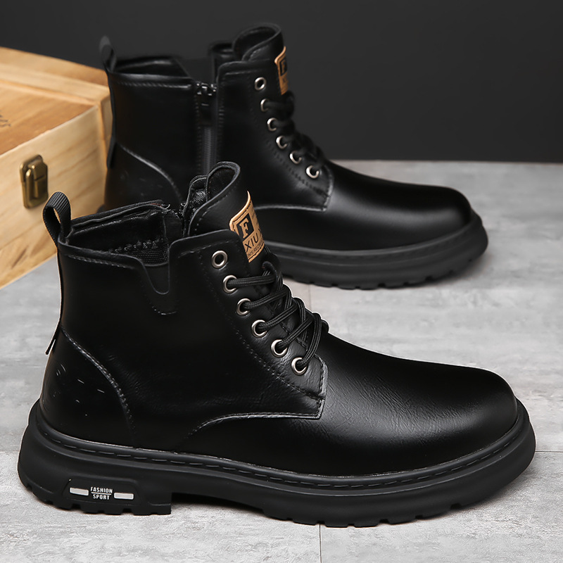 Gefütterte Herren-Stiefel, High-Top, Britischer Stil