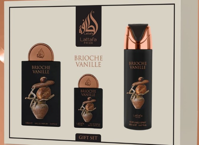 ESTUCHE LATTAFA PRIDE BRIOCHE VANILLE UNISEX 3PZS 100ML EDP + 20ML EDP + SPLASH