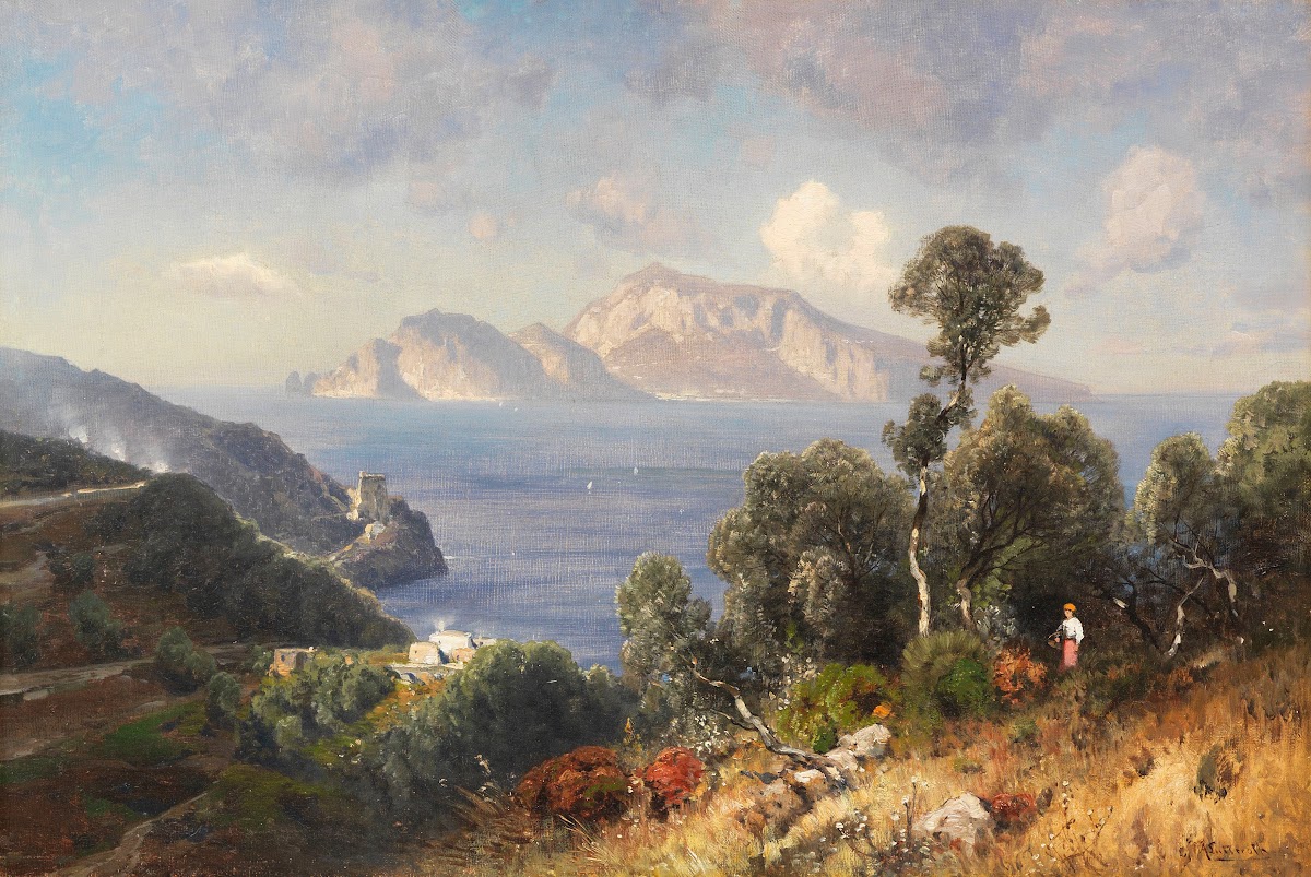 Italienische Küstenlandschaft mit Blick auf Capri 1870
