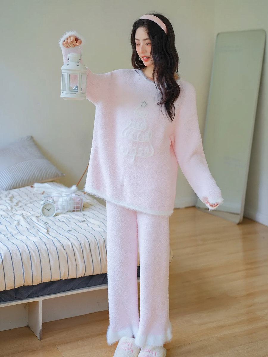 Women's fleece loungewear set, two-piece