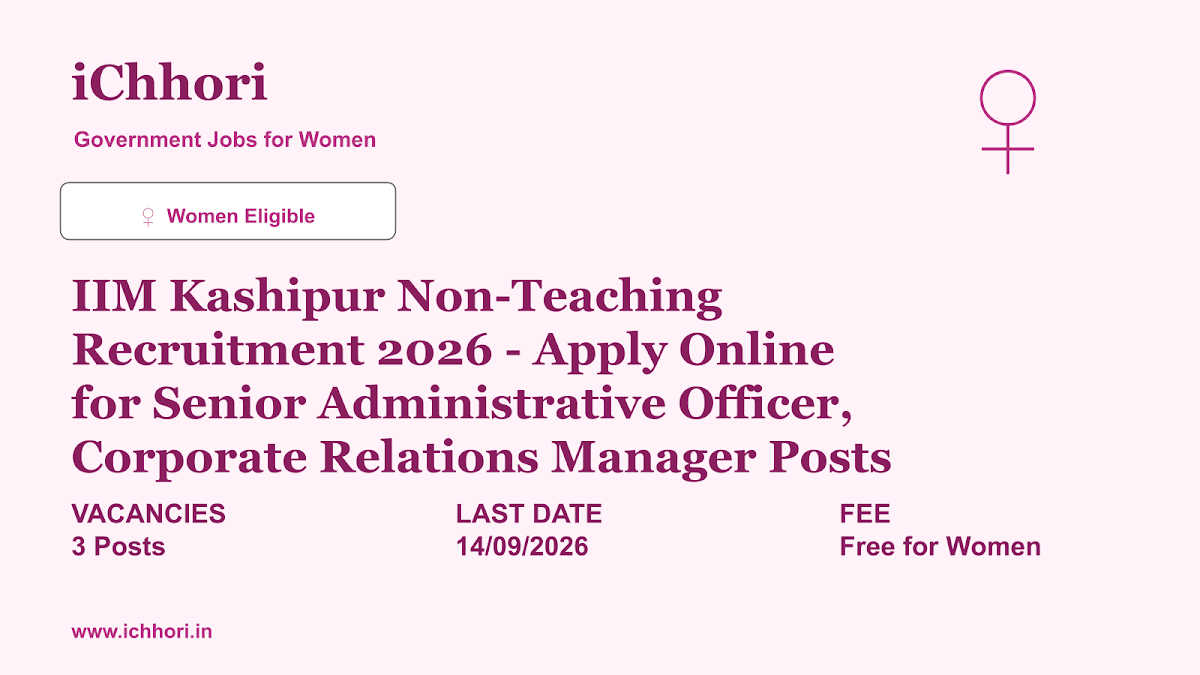 IIM Kashipur Non-Teaching Recruitment 2026 - Apply Online for Senior Administrative Officer, Corporate Relations Manager Posts - iChhori