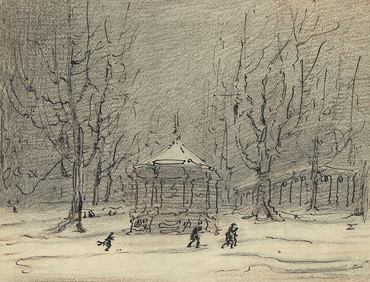 Sneeuwlandschap met kiosk 1927