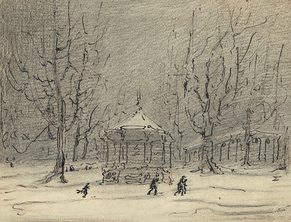 Sneeuwlandschap met kiosk 1927