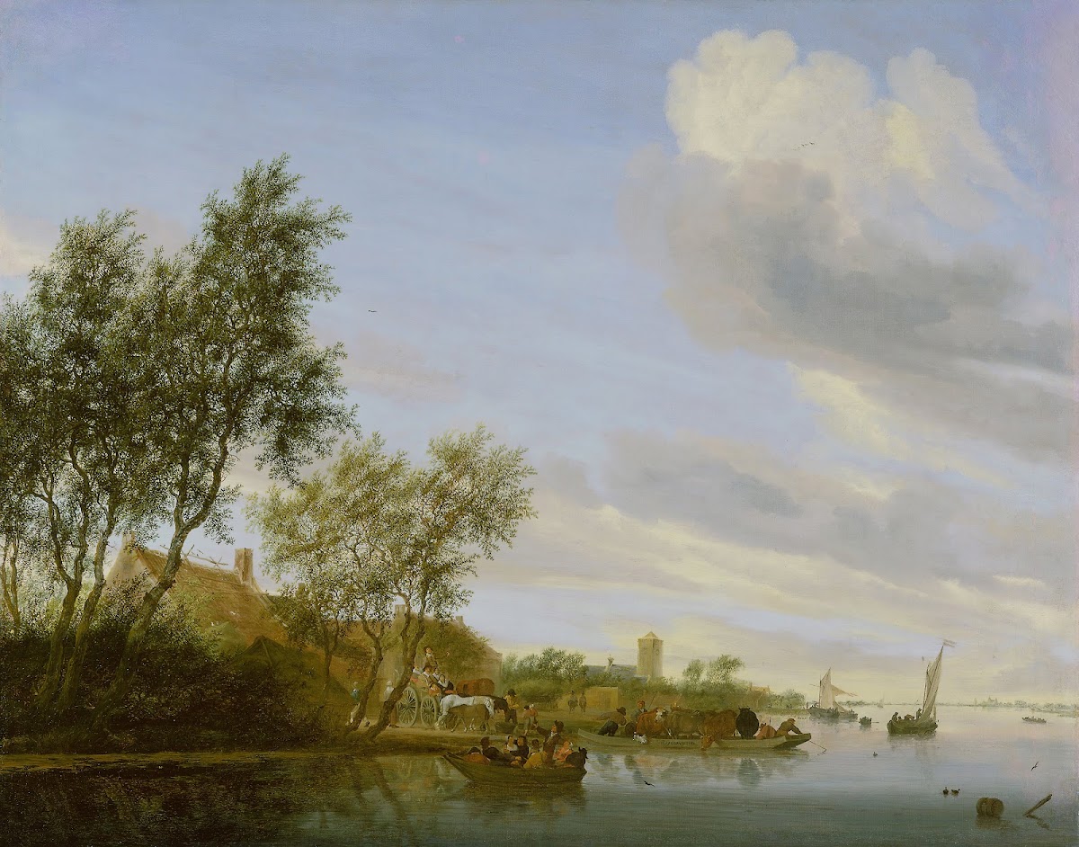 River Landscape with a Ferry 1656