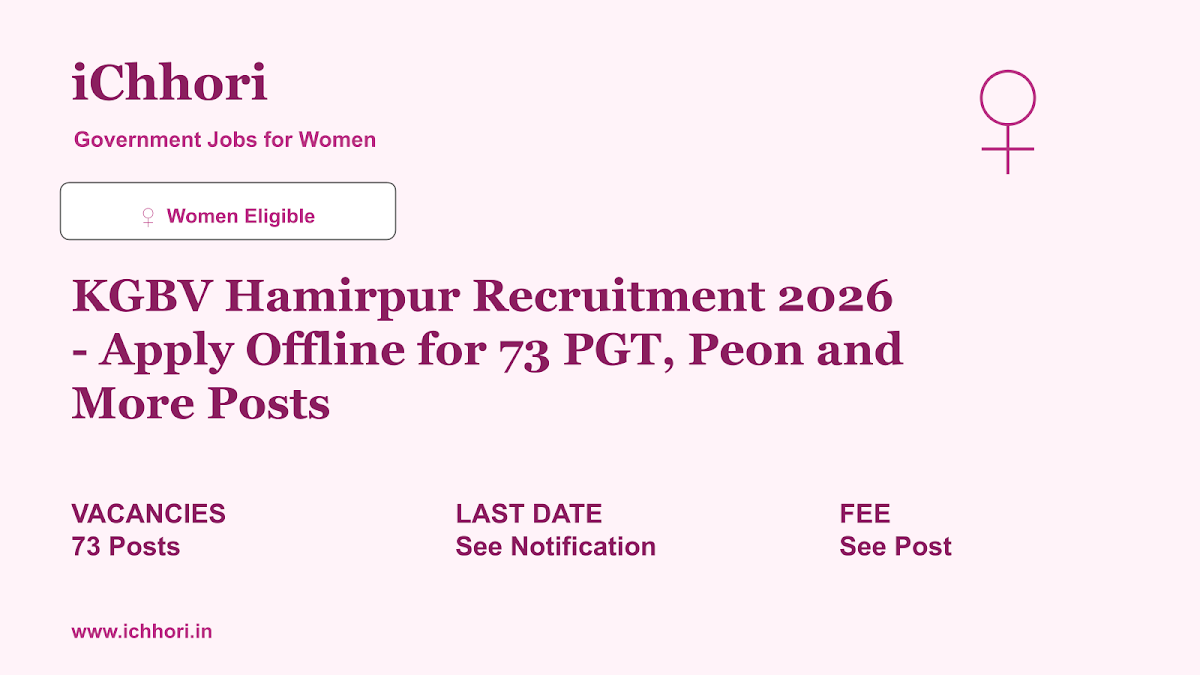 KGBV Hamirpur Recruitment 2026 - Apply Offline for 73 PGT, Peon and More Posts - iChhori