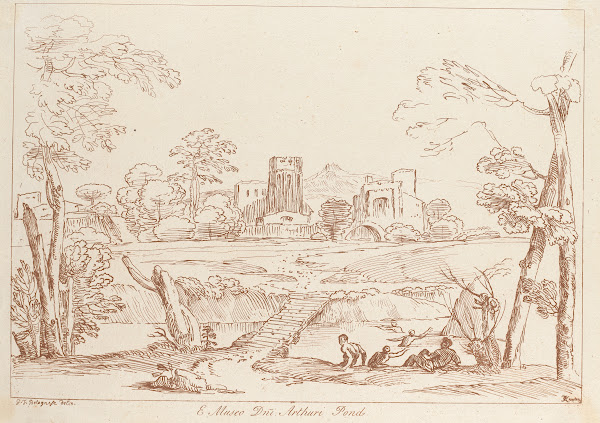 Pastoral scene with castle 1740