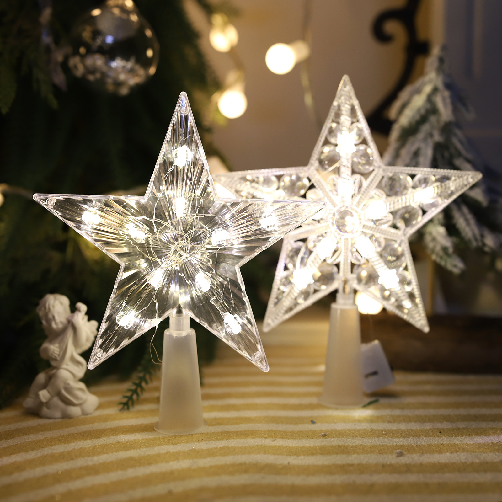 Leuchtender Weihnachtsbaum-Stern, transparent, mit LED