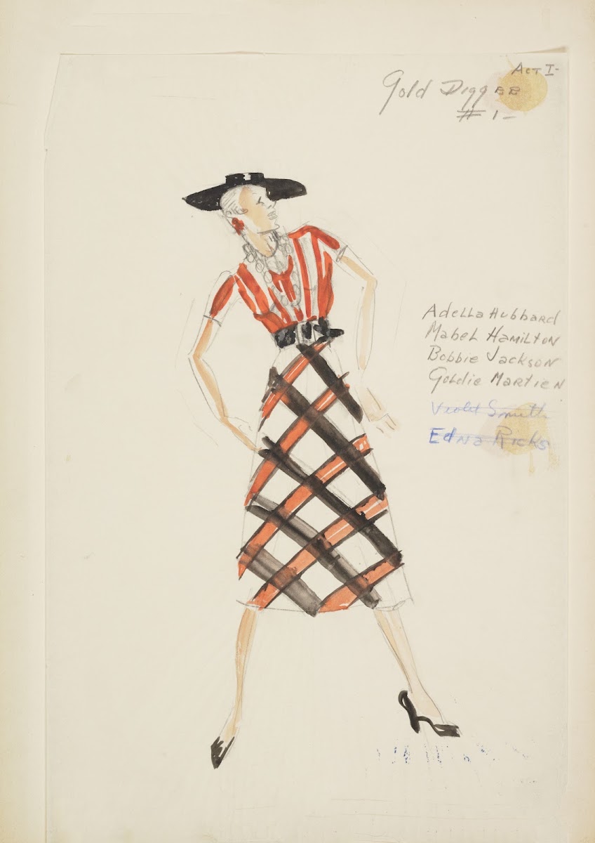 Swing It Gold Digger 1 Black orange  white skirt Orange  white top 1934 1943