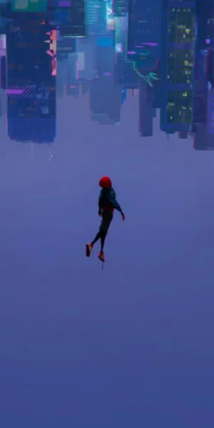 Miles Morales, Spider Verse, Upside-down, Cityscape 4K Wallpaper Background