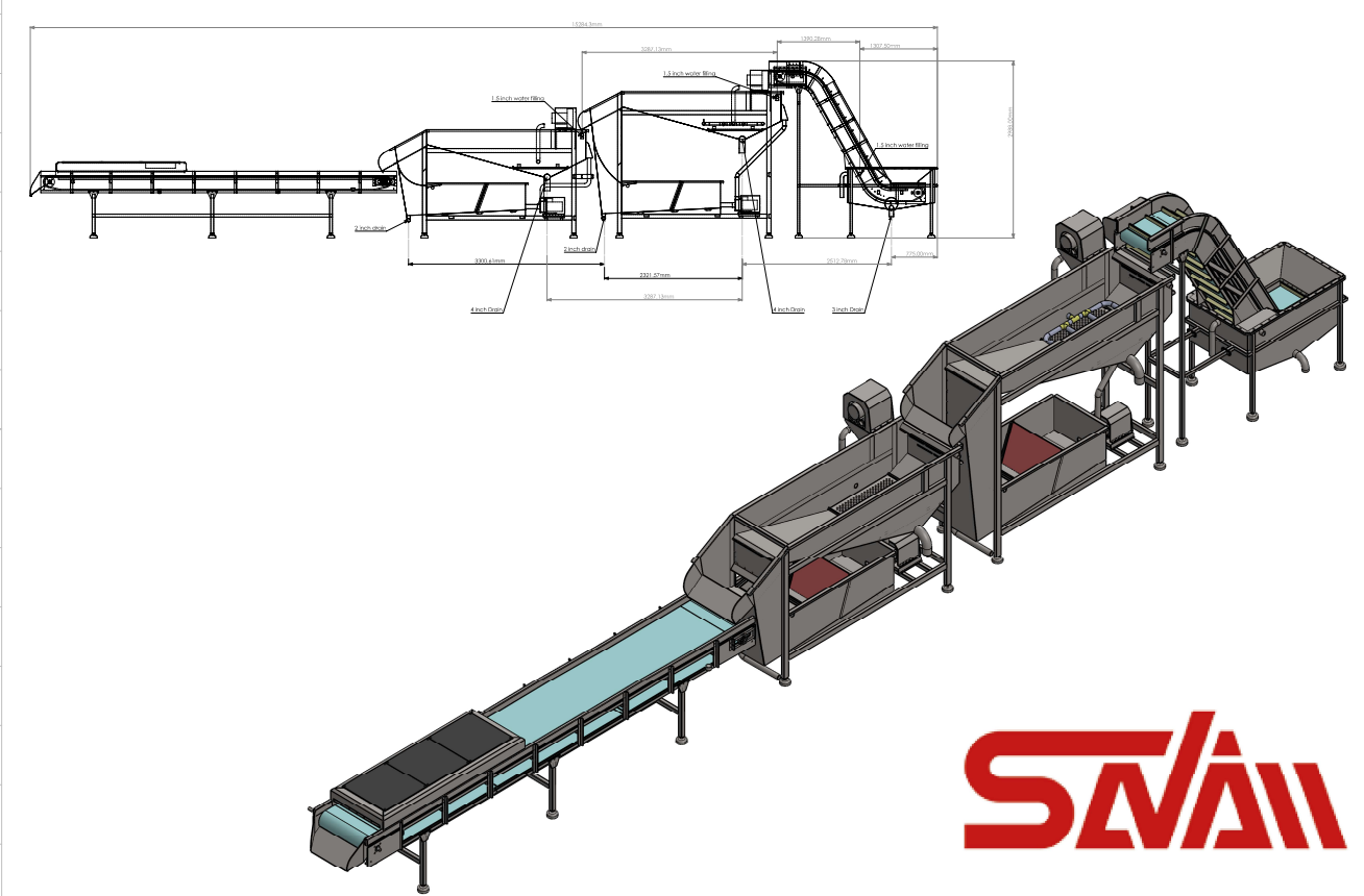 SANAM IQF Strawberry Washing Line — Complete Engineering Layout
