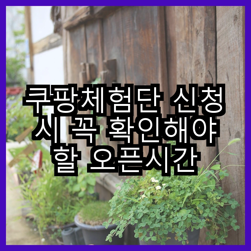 쿠팡체험단 신청 시 꼭 확인해야 할 오픈시간 썸네일