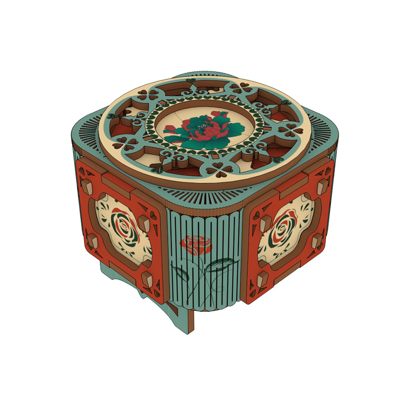 Decorative wooden music box to assemble