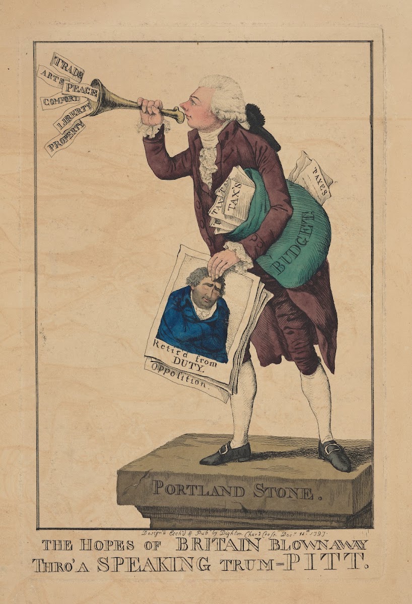 The hopes of Britain blown away thro a speaking trum Pitt 1797