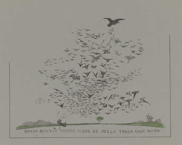 Op een gegeven teeken vloog de heele troep naar boven 1892