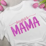 White lettering sample of the Lace & Zig-Zag Applique Embroidery Font