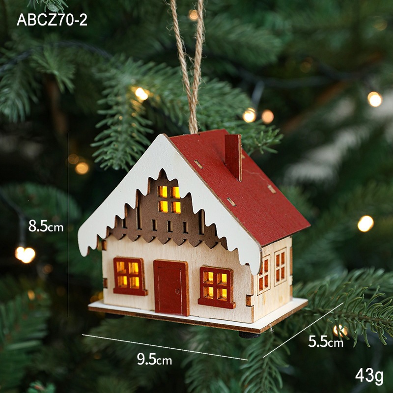 Illuminated wooden house for Christmas time
