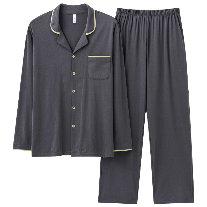 Herren-Pyjama-Set aus Baumwolle, langärmelig, antibakteriell