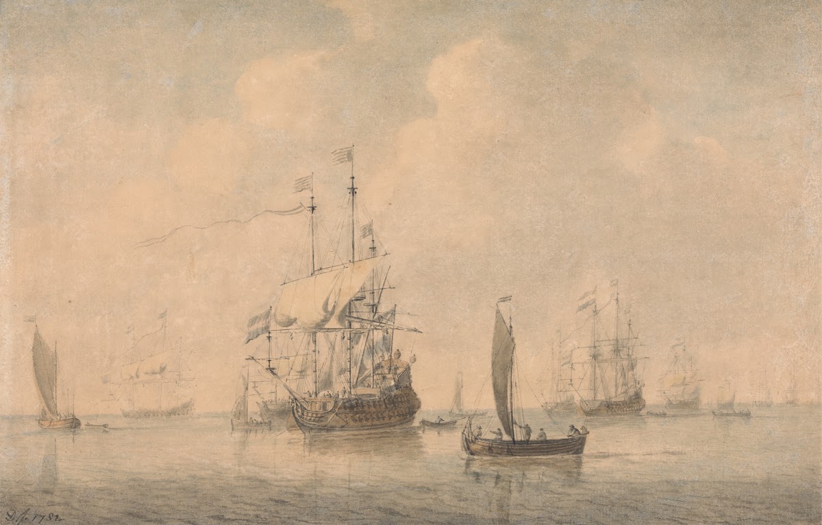 Warships Preparing to Sail from their Anchorage 1782