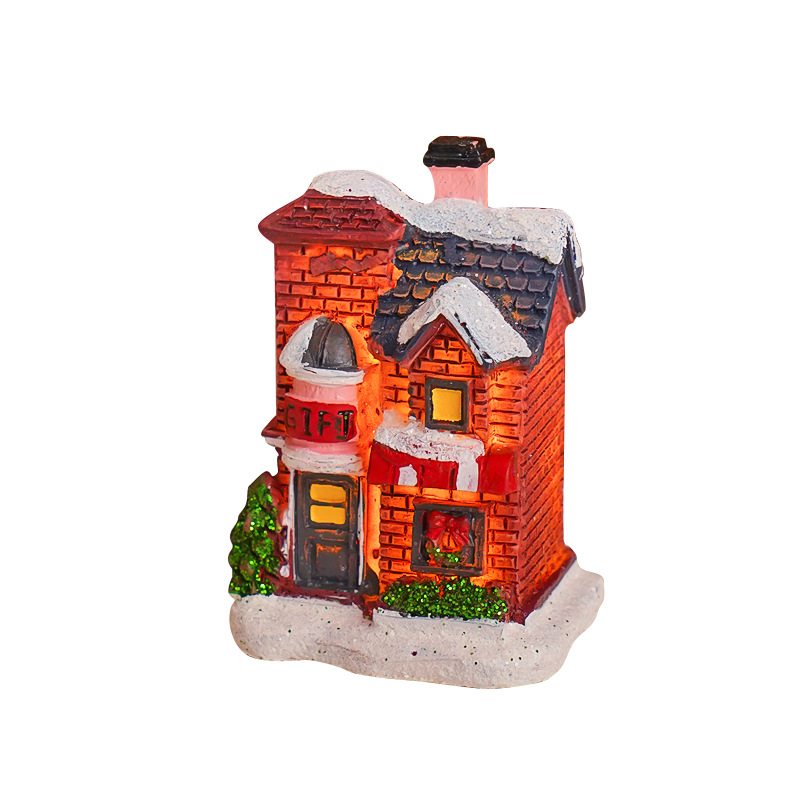 Illuminated Christmas Miniature House made of Resin