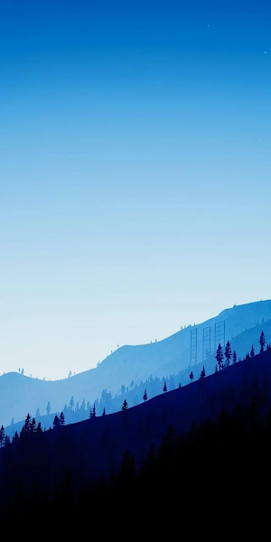 Blue Landscape, Mountain Range, Minimalist Nature, Forest Silhouette iPhone Wallpaper Background