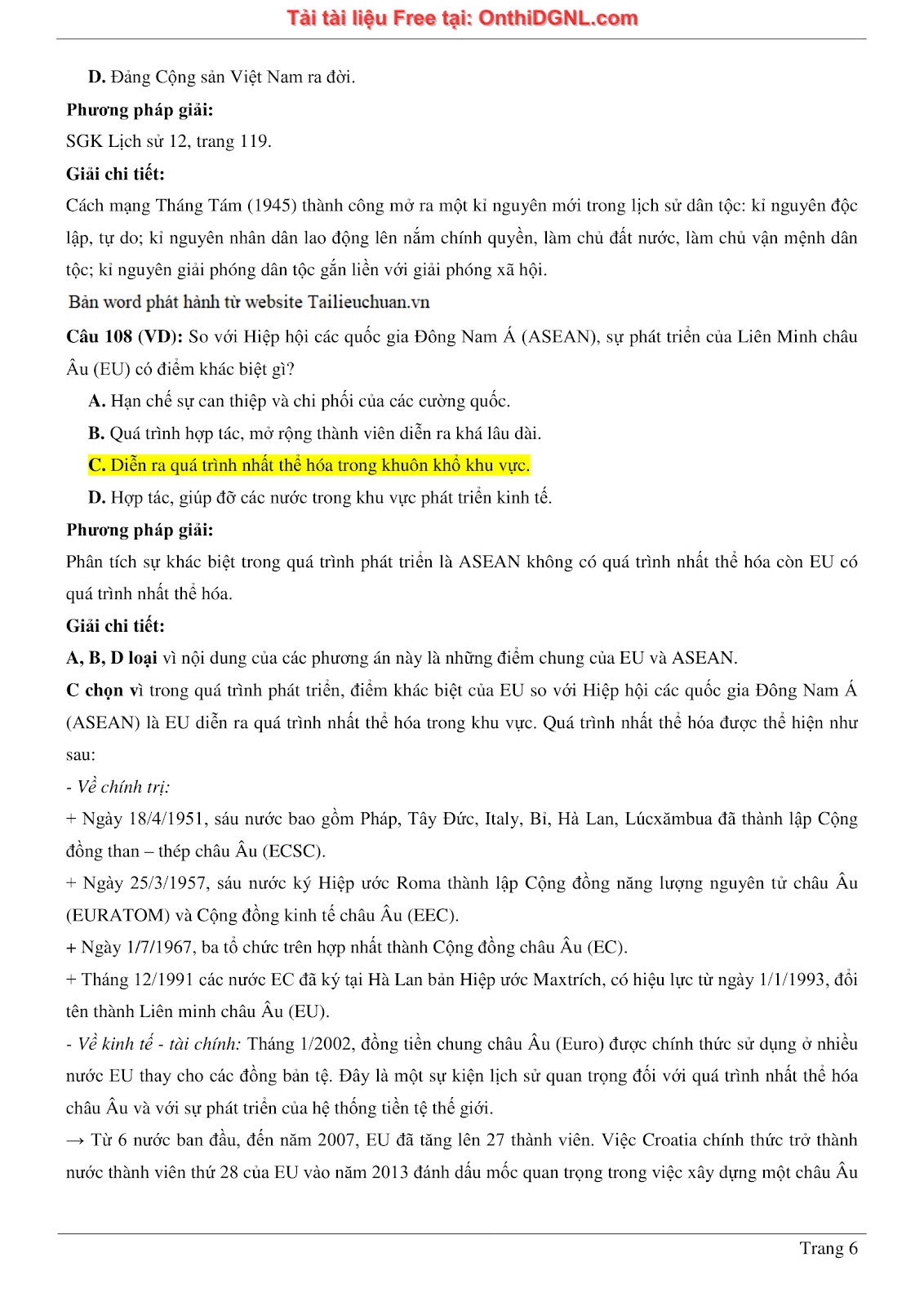 150 bài tập môn Sủ- Ôn thi ĐGNL ĐHQG HN Phần 3