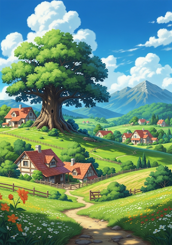 Idyllic Ghibli Village