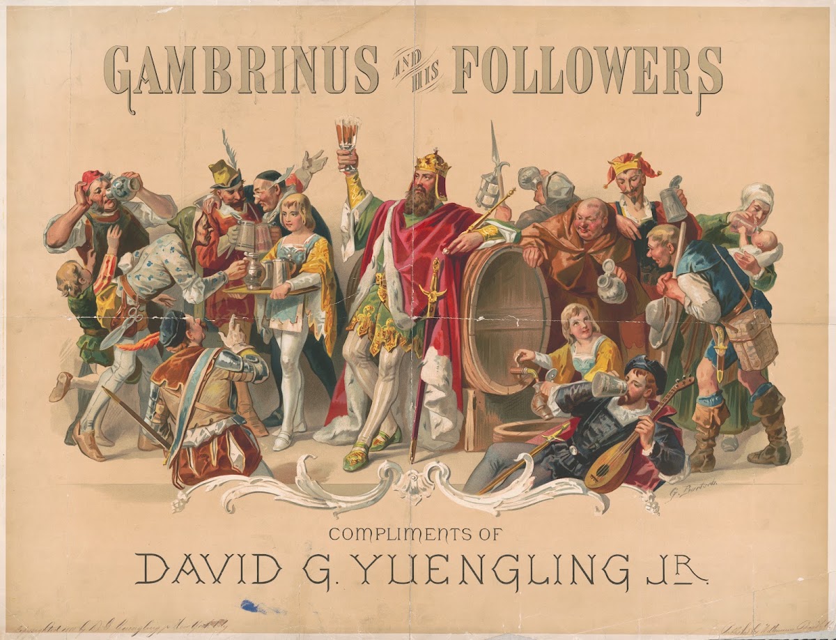 Gambrinus and his followers compliments of David G Yuengling Jr 1880