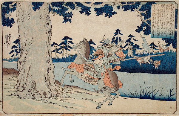 Moriya Pursuing Prince Shōtoku who Disappears into a Tree circa 1840