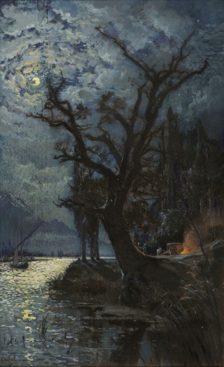 Nocturne Le lac Léman  Souvenir de Villeneuve Suisse 1895