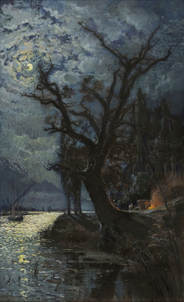 Nocturne Le lac Léman  Souvenir de Villeneuve Suisse 1895