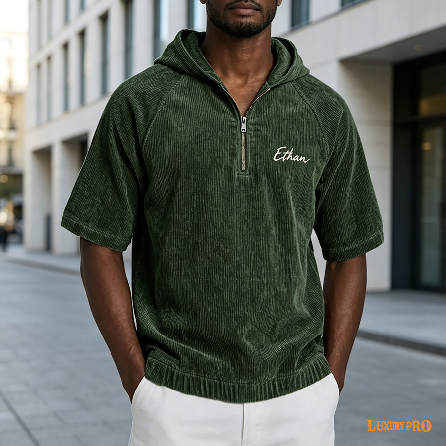 2D Needle Bar Half Zipper Short Sleeve