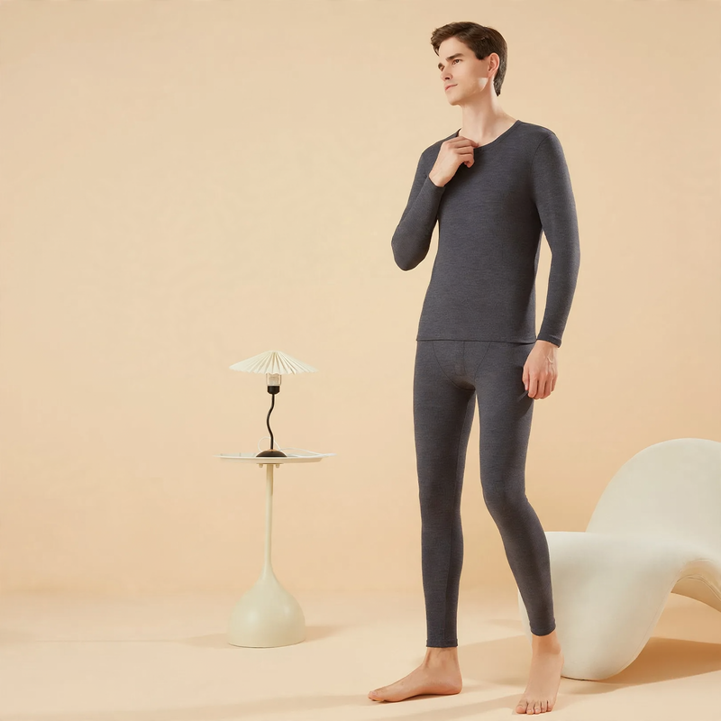 Thermo-Unterwäsche-Set, Seide-Kaschmir-Mix, Rundhals