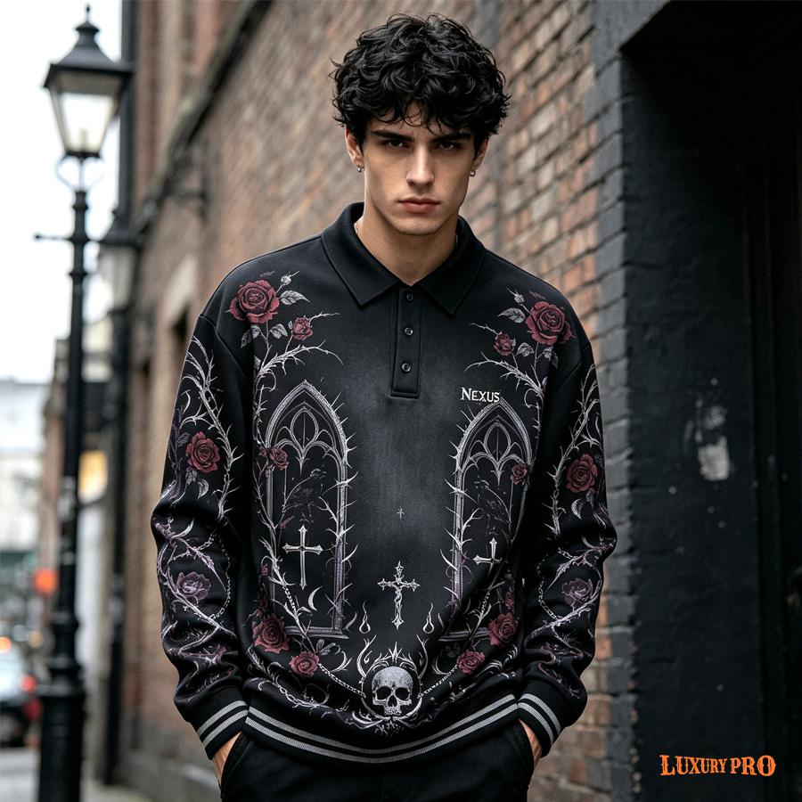 Long-Sleeve Zip-Up Polo With Wide Cuffs And Inside Pockets