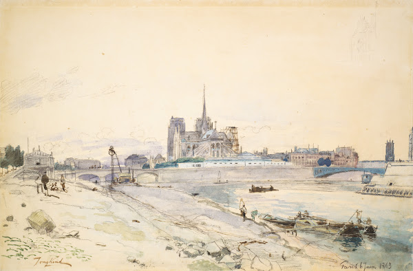 Notre Dame of Paris seen from the Quai de laTournelle 1863
