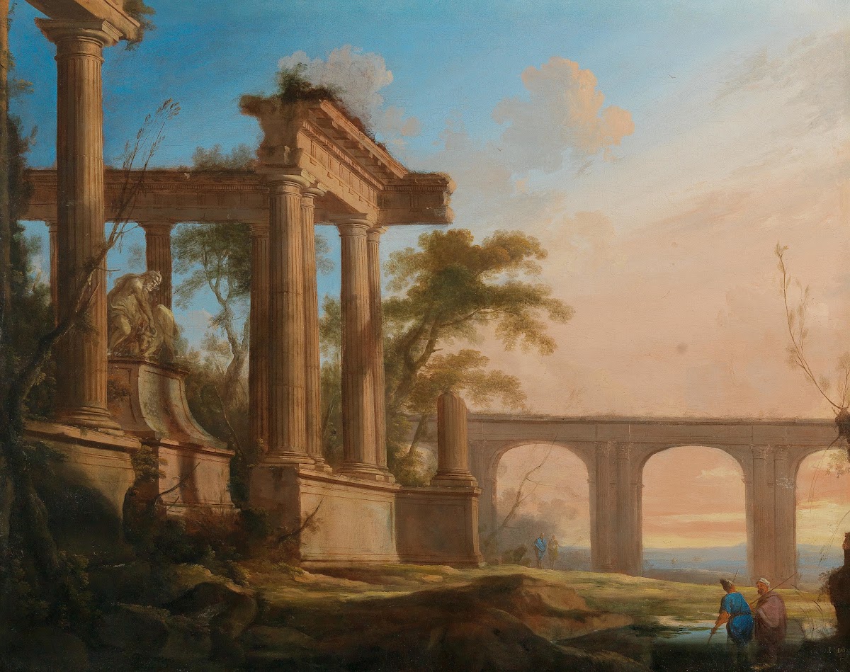 Landscape with ruins and an aqueduct