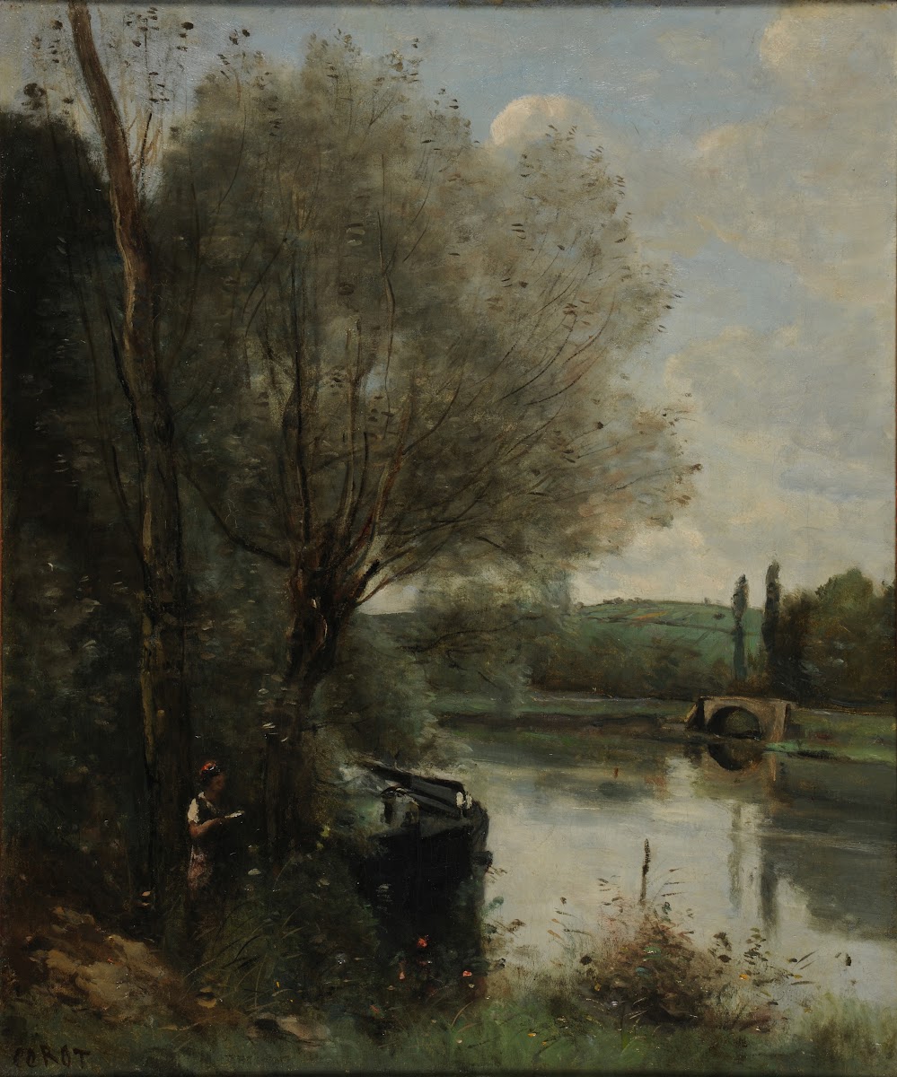 La liseuse sur la rive boisée 1865 1870