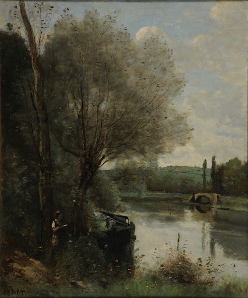 La liseuse sur la rive boisée 1865 1870