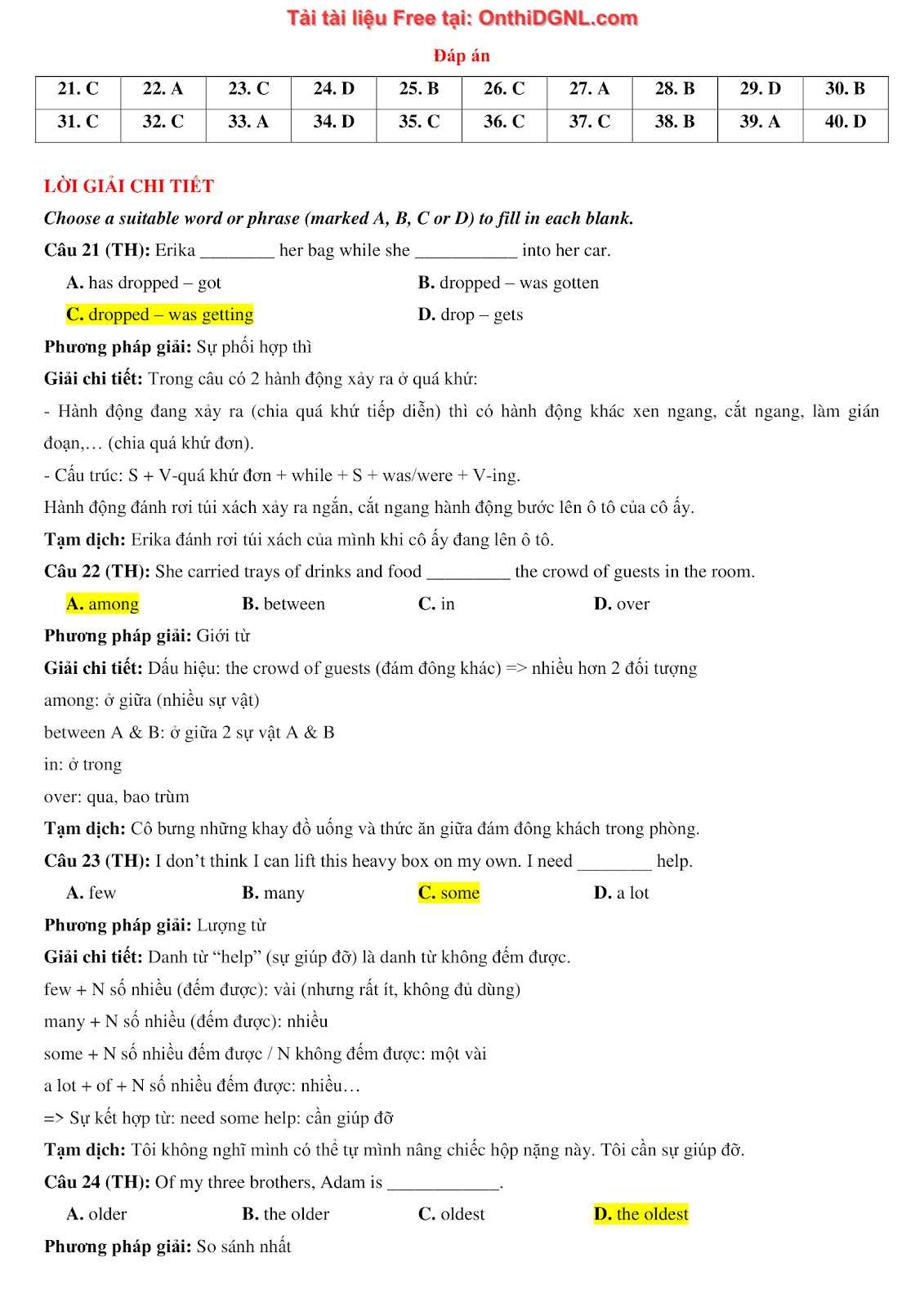 800 bài tập môn Tiếng Anh - Ôn thi ĐGNL ĐHQG TP HCM Phần 2