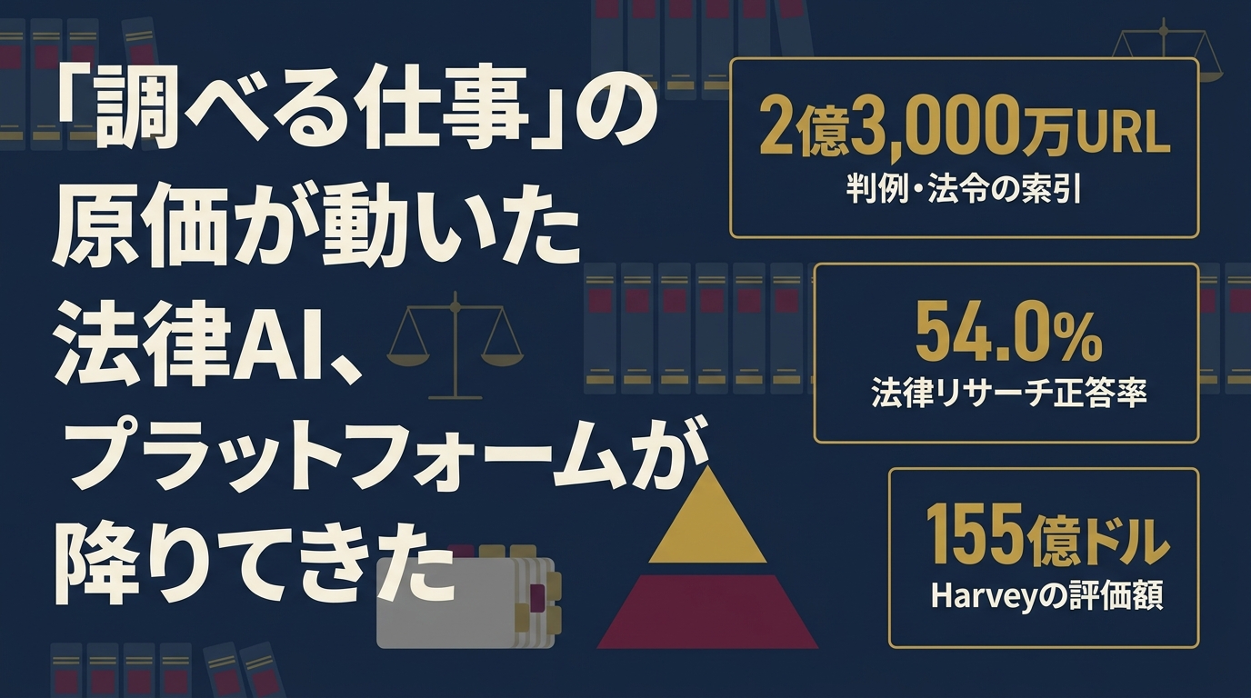 「調べる仕事」の原価が動いた — OpenAIが法律専用モデルを公開、8日前に155億ドルで評価されたHarveyがその上に乗った