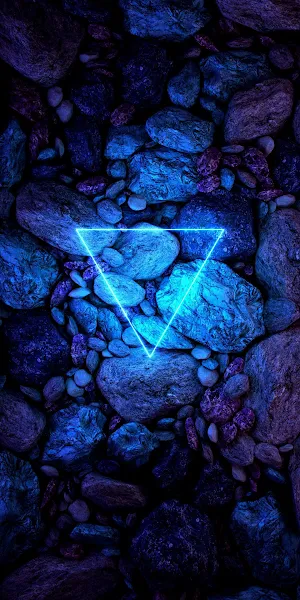 Rocks, Triangle, Neon, Dark, Blue Full HD iPhone Wallpaper Background